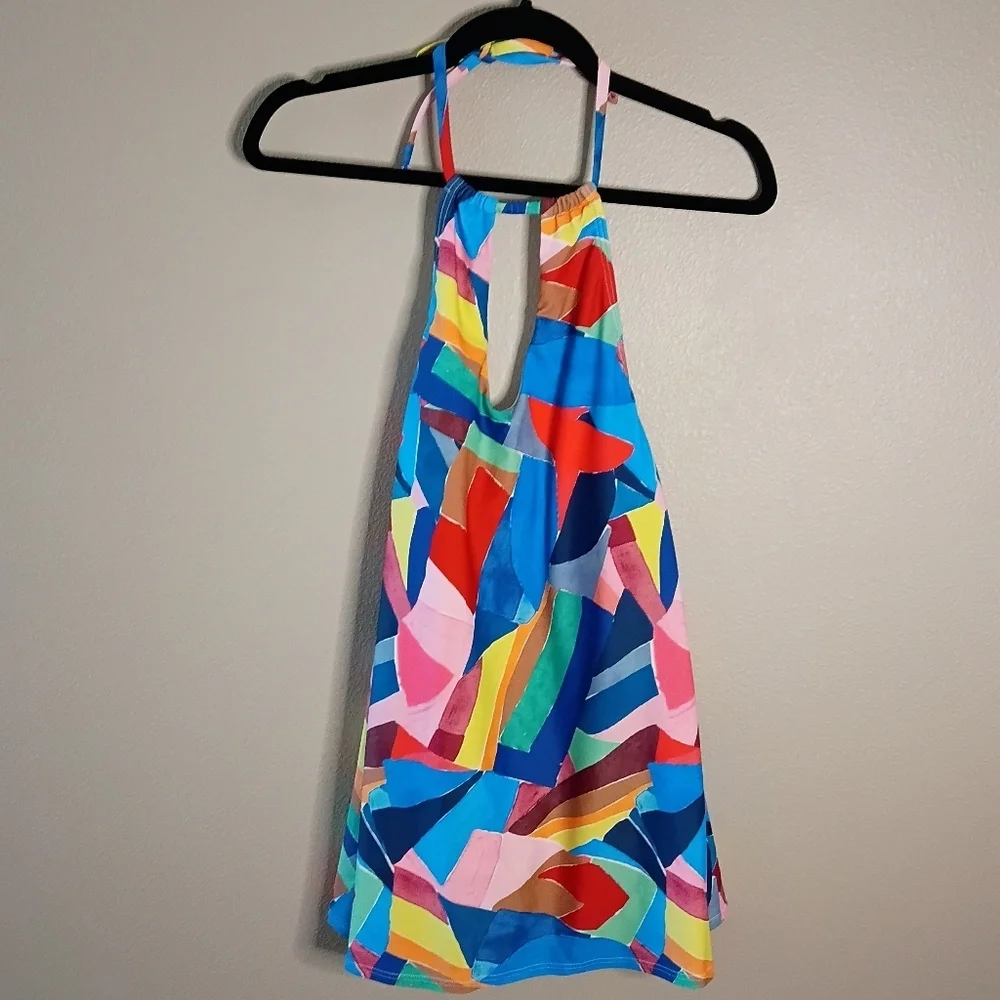Venus Halter Swim Dress Living Art Built-in Brief Removable Pads 8 NEW